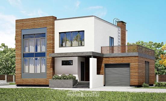 220-003-П Проект двухэтажного дома, гараж, красивый загородный дом из газобетона Комсомольск-на-Амуре | Проекты домов от House Expert