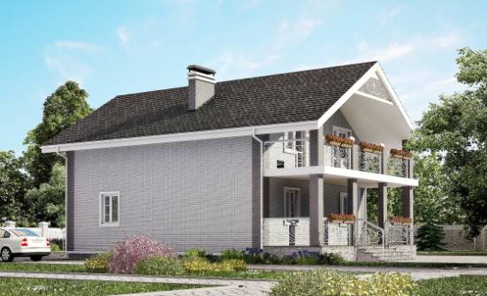 150-007-П Проект двухэтажного дома с мансардой, красивый коттедж из арболита Комсомольск-на-Амуре | Проекты домов от House Expert
