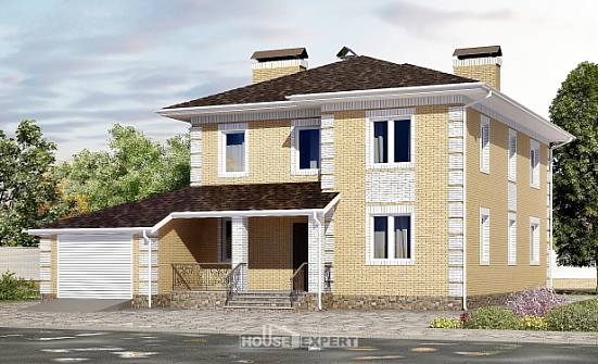 220-006-Л Проект двухэтажного дома, гараж, простой дом из бризолита Комсомольск-на-Амуре | Проекты домов от House Expert