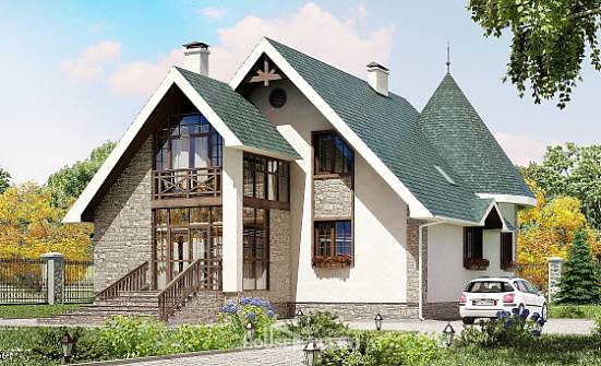 170-003-Л Проект двухэтажного дома мансардный этаж, недорогой домик из пеноблока Комсомольск-на-Амуре | Проекты домов от House Expert