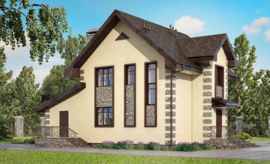 160-004-П Проект двухэтажного дома, гараж, классический коттедж из газобетона Комсомольск-на-Амуре | Проекты домов от House Expert
