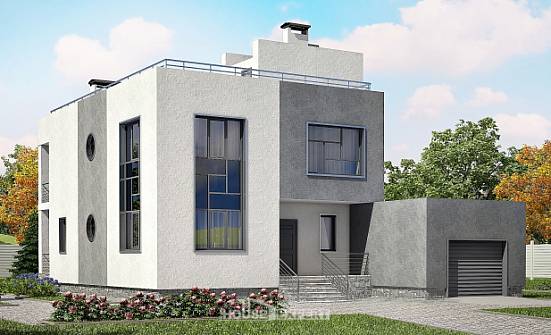 255-001-П Проект двухэтажного дома, гараж, огромный коттедж из теплоблока Комсомольск-на-Амуре | Проекты домов от House Expert