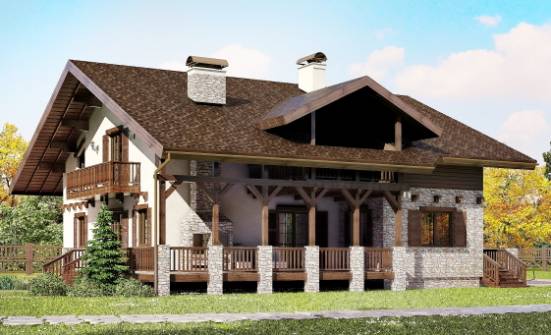 250-003-П Проект двухэтажного дома мансардой, уютный домик из поризованных блоков Комсомольск-на-Амуре | Проекты домов от House Expert