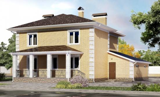 220-006-Л Проект двухэтажного дома, гараж, простой дом из бризолита Комсомольск-на-Амуре | Проекты домов от House Expert