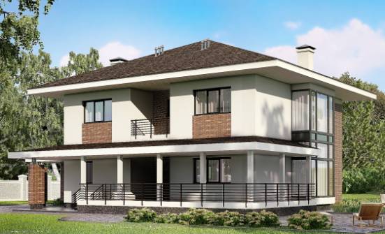 275-002-П Проект двухэтажного дома и гаражом, уютный коттедж из кирпича Комсомольск-на-Амуре | Проекты домов от House Expert