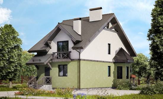 120-003-П Проект двухэтажного дома с мансардным этажом, недорогой домик из твинблока Комсомольск-на-Амуре | Проекты домов от House Expert