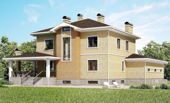350-002-Л Проект трехэтажного дома и гаражом, большой коттедж из кирпича Комсомольск-на-Амуре | Проекты домов от House Expert