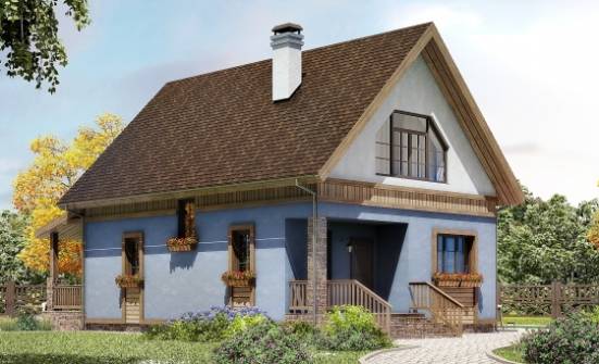 130-003-Л Проект двухэтажного дома с мансардой, недорогой домик из керамзитобетонных блоков Комсомольск-на-Амуре | Проекты домов от House Expert