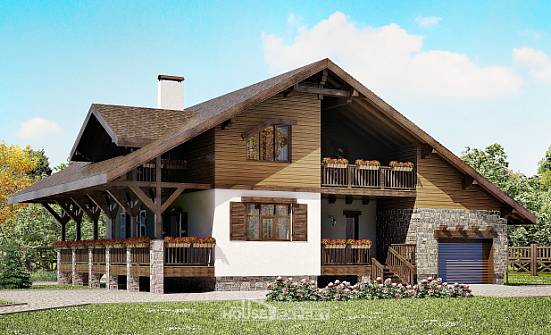 220-005-П Проект двухэтажного дома с мансардой и гаражом, средний загородный дом из кирпича Комсомольск-на-Амуре | Проекты домов от House Expert