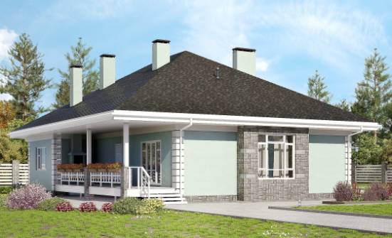 135-003-Л Проект одноэтажного дома, бюджетный коттедж из бризолита Комсомольск-на-Амуре | Проекты домов от House Expert
