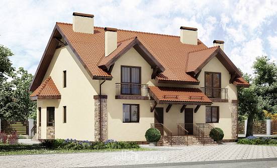 240-001-П Проект двухэтажного дома с мансардой, красивый загородный дом из пеноблока Комсомольск-на-Амуре | Проекты домов от House Expert