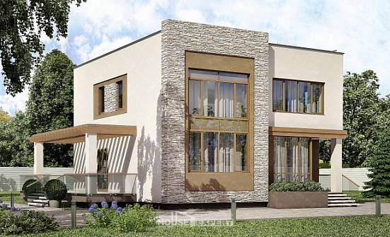 185-001-П Проект двухэтажного дома, красивый загородный дом из пеноблока Комсомольск-на-Амуре | Проекты домов от House Expert