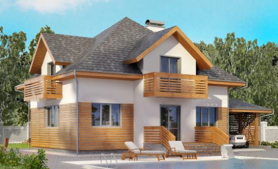 155-004-П Проект двухэтажного дома мансардой и гаражом, недорогой загородный дом из пеноблока Комсомольск-на-Амуре | Проекты домов от House Expert