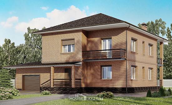 245-003-Л Проект двухэтажного дома, гараж, красивый коттедж из кирпича Комсомольск-на-Амуре | Проекты домов от House Expert