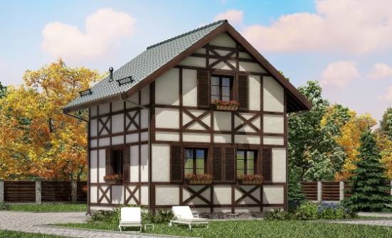 060-002-П Проект двухэтажного дома с мансардным этажом, компактный коттедж из дерева Комсомольск-на-Амуре | Проекты домов от House Expert