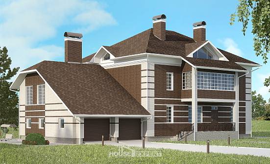 505-002-Л Проект трехэтажного дома, гараж, красивый коттедж из кирпича Комсомольск-на-Амуре | Проекты домов от House Expert