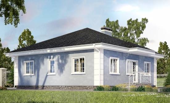 100-001-П Проект одноэтажного дома, современный загородный дом из блока Комсомольск-на-Амуре | Проекты одноэтажных домов от House Expert