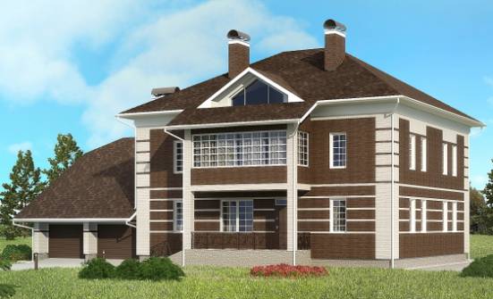 505-002-Л Проект трехэтажного дома, гараж, красивый коттедж из кирпича Комсомольск-на-Амуре | Проекты домов от House Expert