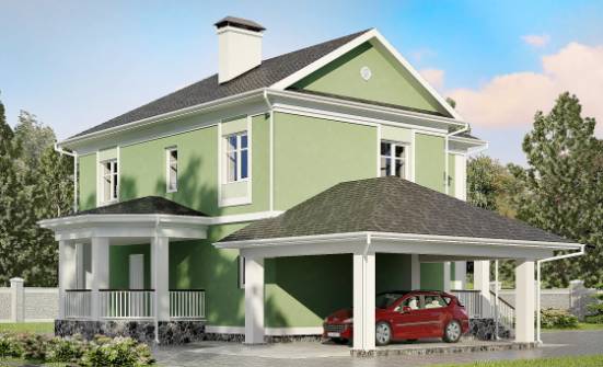170-001-Л Проект двухэтажного дома и гаражом, недорогой домик из газобетона Комсомольск-на-Амуре | Проекты домов от House Expert