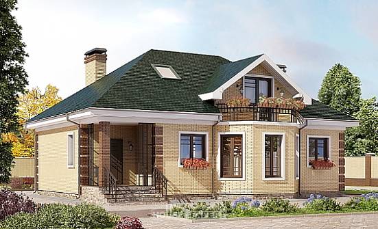 150-013-Л Проект двухэтажного дома с мансардным этажом, бюджетный домик из кирпича Комсомольск-на-Амуре | Проекты домов от House Expert