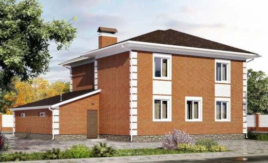 220-004-Л Проект двухэтажного дома и гаражом, современный коттедж из кирпича Комсомольск-на-Амуре | Проекты домов от House Expert