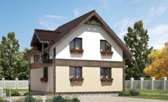 105-001-П Проект двухэтажного дома с мансардным этажом, недорогой загородный дом из газобетона Комсомольск-на-Амуре | Проекты домов от House Expert