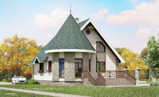 170-003-Л Проект двухэтажного дома мансардный этаж, недорогой домик из пеноблока Комсомольск-на-Амуре | Проекты домов от House Expert