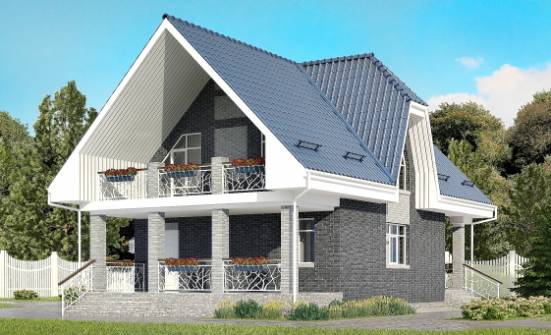 125-002-Л Проект двухэтажного дома с мансардой и гаражом, компактный домик из блока Комсомольск-на-Амуре | Проекты домов от House Expert