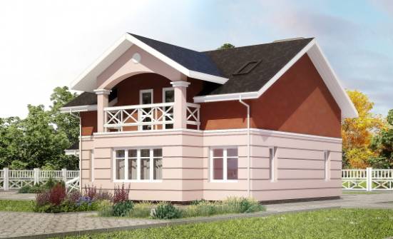 155-009-Л Проект двухэтажного дома с мансардным этажом, бюджетный загородный дом из арболита Комсомольск-на-Амуре | Проекты домов от House Expert
