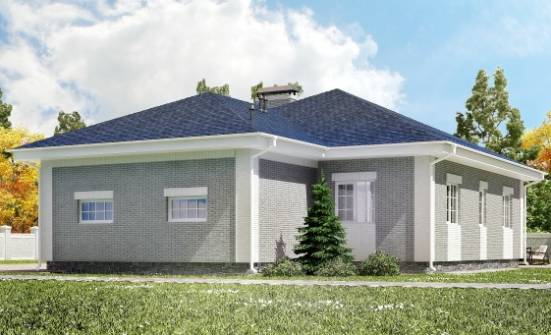 130-002-П Проект одноэтажного дома, гараж, небольшой домик из поризованных блоков Комсомольск-на-Амуре | Проекты домов от House Expert