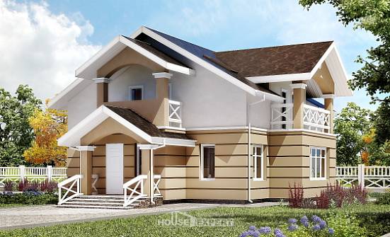 155-009-П Проект двухэтажного дома мансардный этаж, классический домик из бризолита Комсомольск-на-Амуре | Проекты домов от House Expert