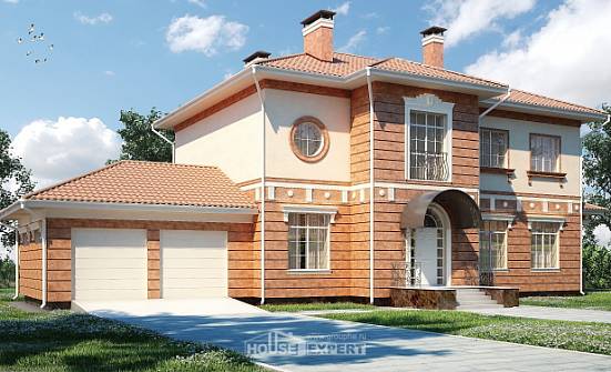 285-001-Л Проект двухэтажного дома и гаражом, современный домик из кирпича Комсомольск-на-Амуре | Проекты домов от House Expert