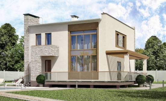 185-001-П Проект двухэтажного дома, красивый загородный дом из пеноблока Комсомольск-на-Амуре | Проекты домов от House Expert