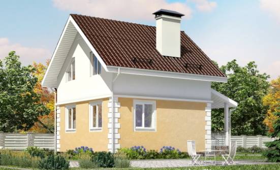 070-002-П Проект двухэтажного дома с мансардой, компактный загородный дом из блока Комсомольск-на-Амуре | Проекты домов от House Expert