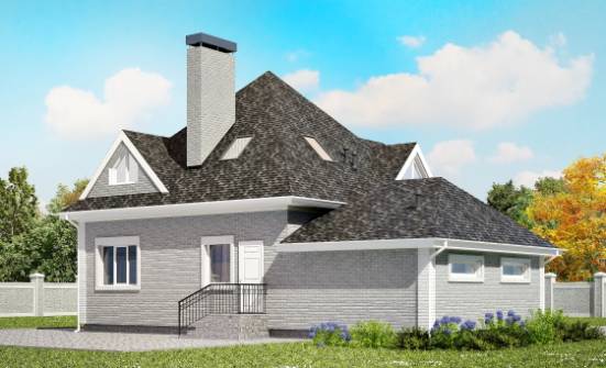 135-001-Л Проект двухэтажного дома с мансардой, гараж, экономичный коттедж из кирпича Комсомольск-на-Амуре | Проекты домов от House Expert