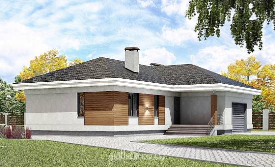 165-001-П Проект одноэтажного дома, гараж, красивый коттедж из газосиликатных блоков Комсомольск-на-Амуре | Проекты домов от House Expert