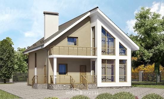 170-006-Л Проект двухэтажного дома мансардный этаж, экономичный коттедж из теплоблока Комсомольск-на-Амуре | Проекты домов от House Expert