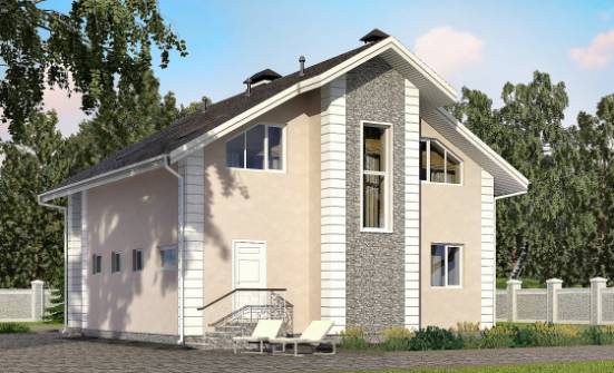 150-002-П Проект двухэтажного дома с мансардой, гараж, простой загородный дом из керамзитобетонных блоков Комсомольск-на-Амуре | Проекты домов от House Expert