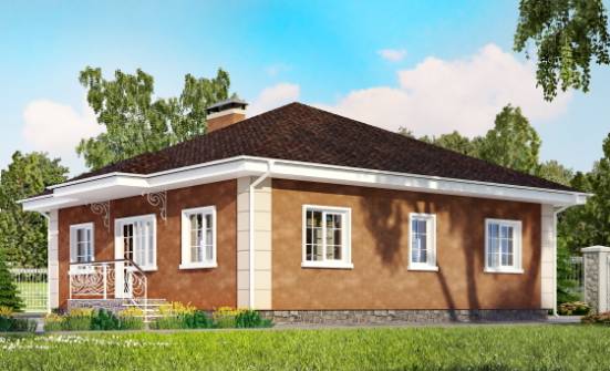 100-001-Л Проект одноэтажного дома, простой загородный дом из газосиликатных блоков Комсомольск-на-Амуре | Проекты домов от House Expert