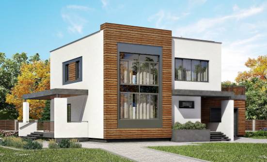220-003-П Проект двухэтажного дома, гараж, красивый загородный дом из газобетона Комсомольск-на-Амуре | Проекты домов от House Expert