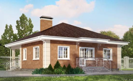 100-001-Л Проект одноэтажного дома, простой загородный дом из газосиликатных блоков Комсомольск-на-Амуре | Проекты одноэтажных домов от House Expert