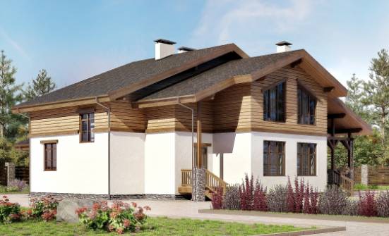 210-006-П Проект двухэтажного дома с мансардой, простой коттедж из кирпича Комсомольск-на-Амуре | Проекты домов от House Expert
