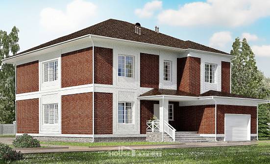 315-001-П Проект двухэтажного дома и гаражом, большой коттедж из кирпича Комсомольск-на-Амуре | Проекты домов от House Expert
