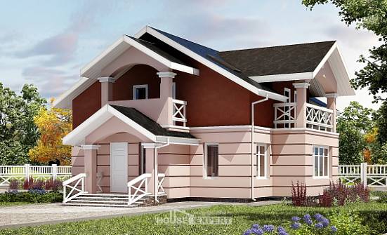 155-009-Л Проект двухэтажного дома с мансардным этажом, бюджетный загородный дом из арболита Комсомольск-на-Амуре | Проекты домов от House Expert