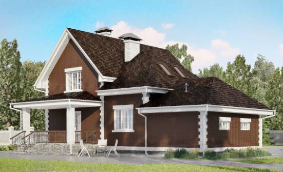 190-003-Л Проект двухэтажного дома мансардой и гаражом, просторный коттедж из бризолита Комсомольск-на-Амуре | Проекты домов от House Expert