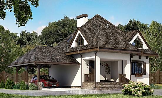 110-002-Л Проект двухэтажного дома с мансардой, гараж, небольшой коттедж из твинблока Комсомольск-на-Амуре | Проекты домов от House Expert