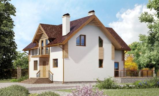 150-009-П  Проект двухэтажного дома с мансардой, доступный дом из арболита Комсомольск-на-Амуре | Проекты домов от House Expert
