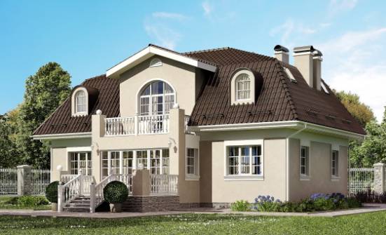 210-001-Л Проект двухэтажного дома мансардой, красивый загородный дом из газобетона Комсомольск-на-Амуре | Проекты домов от House Expert