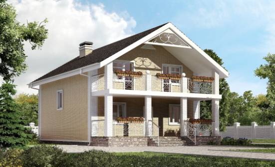 150-007-Л Проект двухэтажного дома с мансардой, красивый коттедж из бризолита Комсомольск-на-Амуре | Проекты домов от House Expert