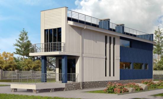 100-003-П Проект двухэтажного дома, небольшой коттедж из твинблока Комсомольск-на-Амуре | Проекты домов от House Expert